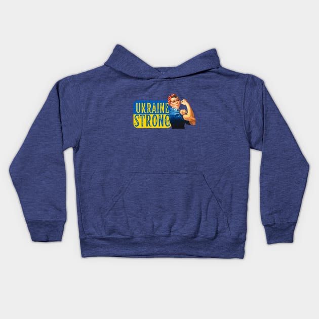 Rosie the Riveter Ukraine Strong Kids Hoodie by She Gets Creative